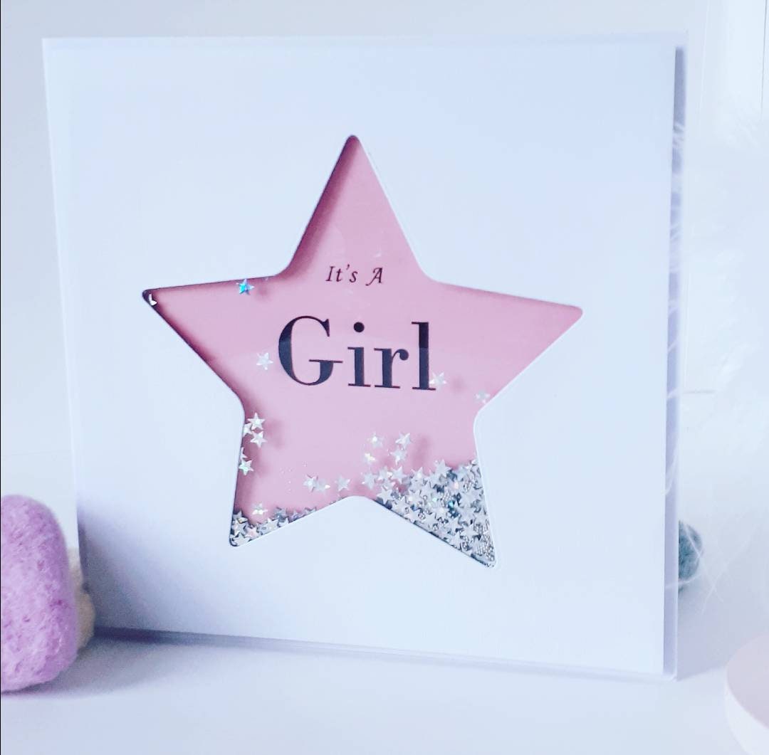 It's a girl card, Personalised new baby girl card