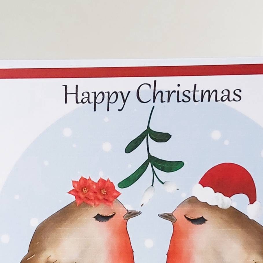 Husband Christmas card, robin Christmas card for husband