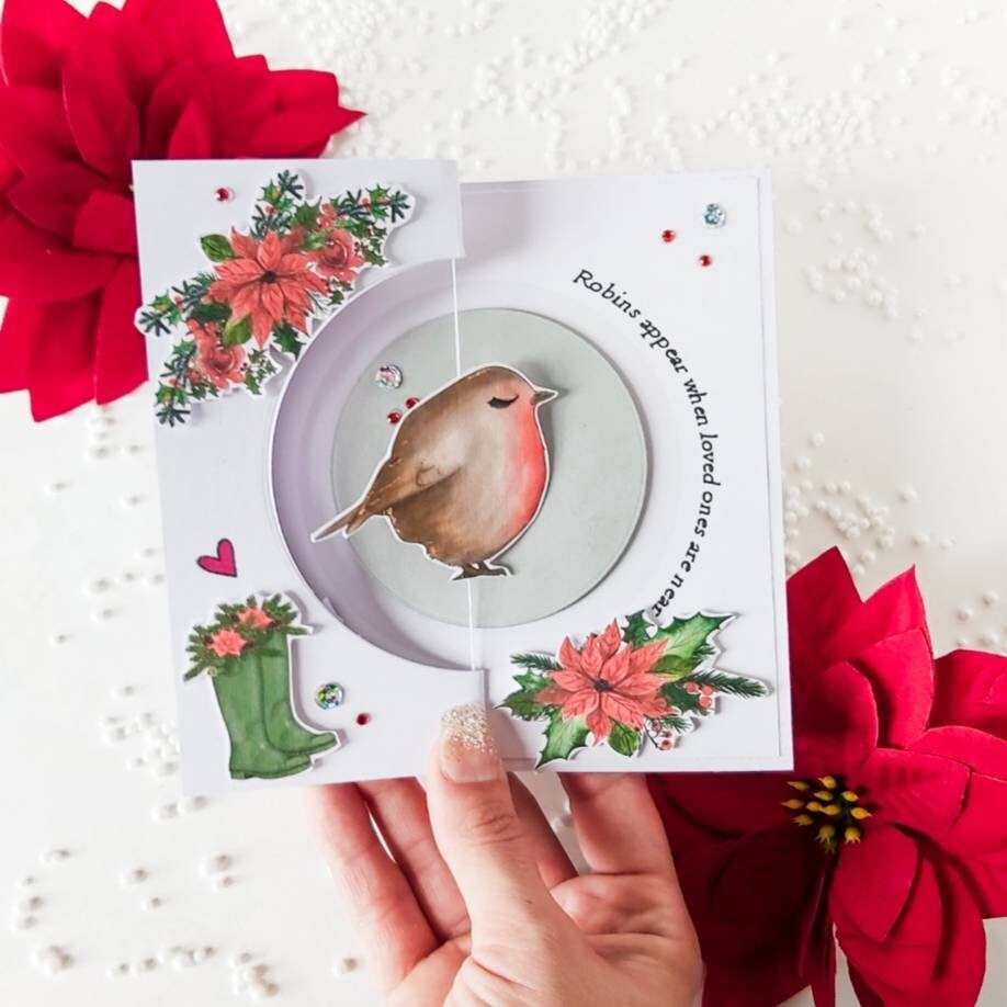 Robin Christmas card, robin gift lost loved one, cute robin card, Christmas card with robin, Robins appear when loved ones are near,