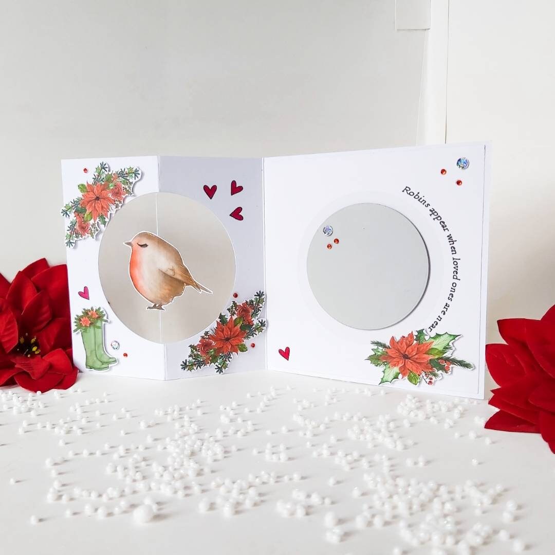 Robin Christmas card, robin gift lost loved one, cute robin card, Christmas card with robin, Robins appear when loved ones are near,