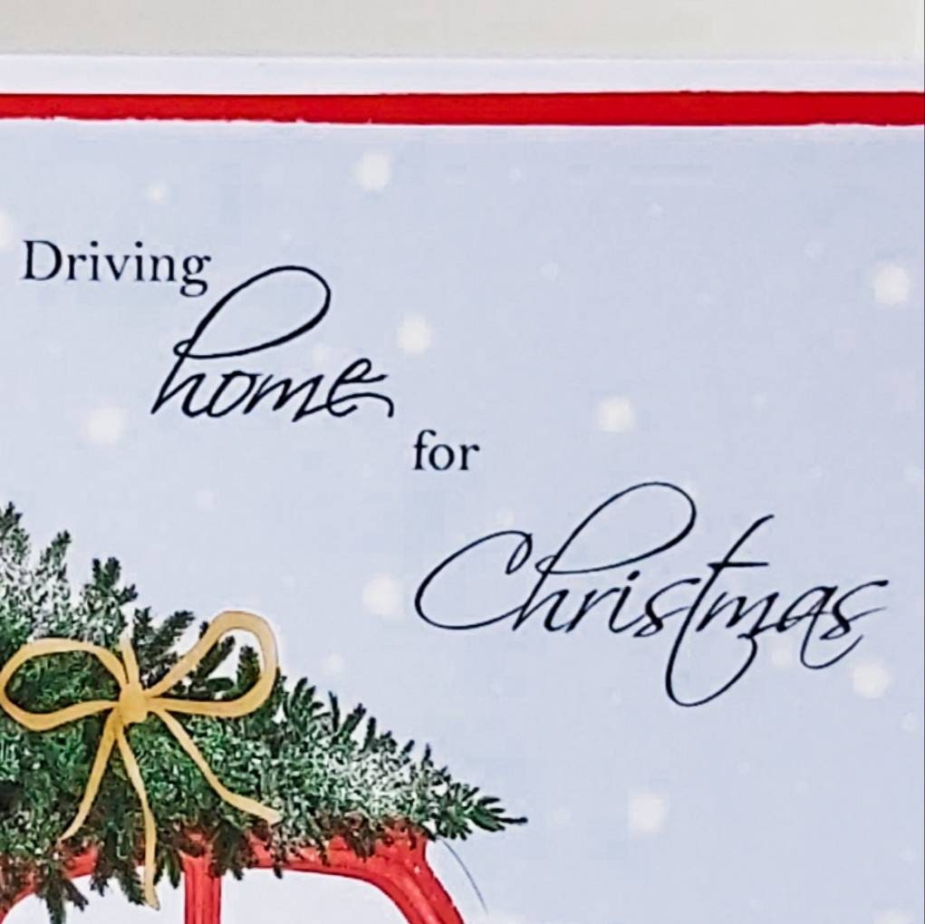 Driving home for Christmas card, personalised Christmas card