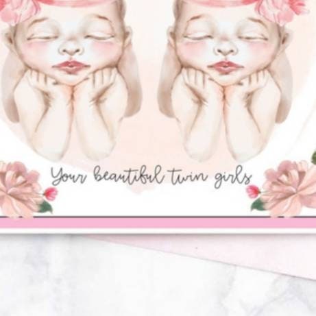 Twin birth card, Personalised new baby twin girls card, it's twins card