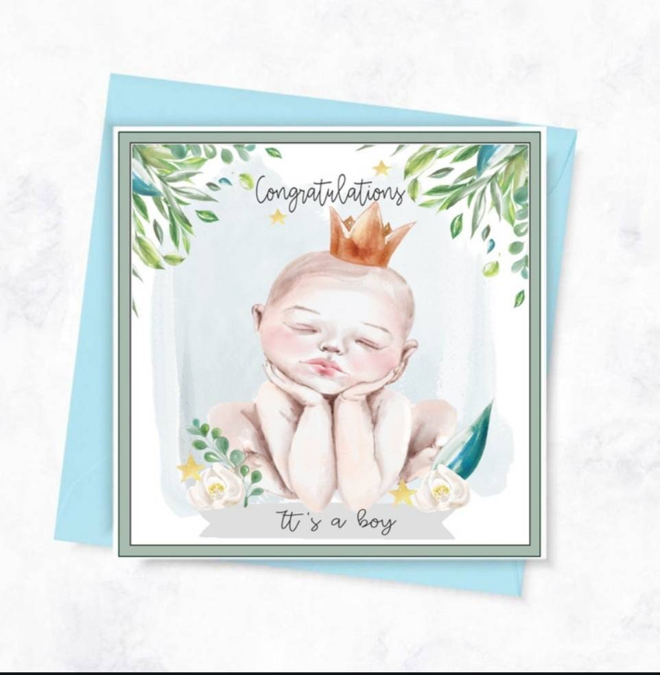 New baby boy card, it's a boy card, personalised baby card