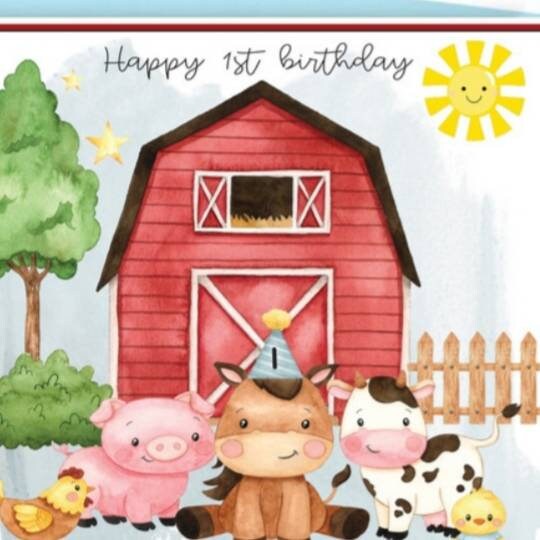 Personalised Farmyard birthday card, farm animals age card