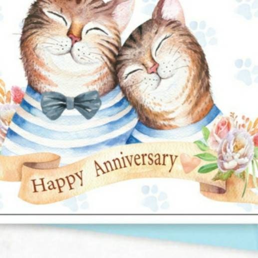 Cat anniversary card for wife / fiancee/ girlfriend, cat birthday card.