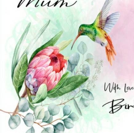 Personalised hummingbird birthday card