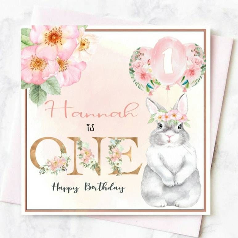 Personalised 1st birthday bunny card