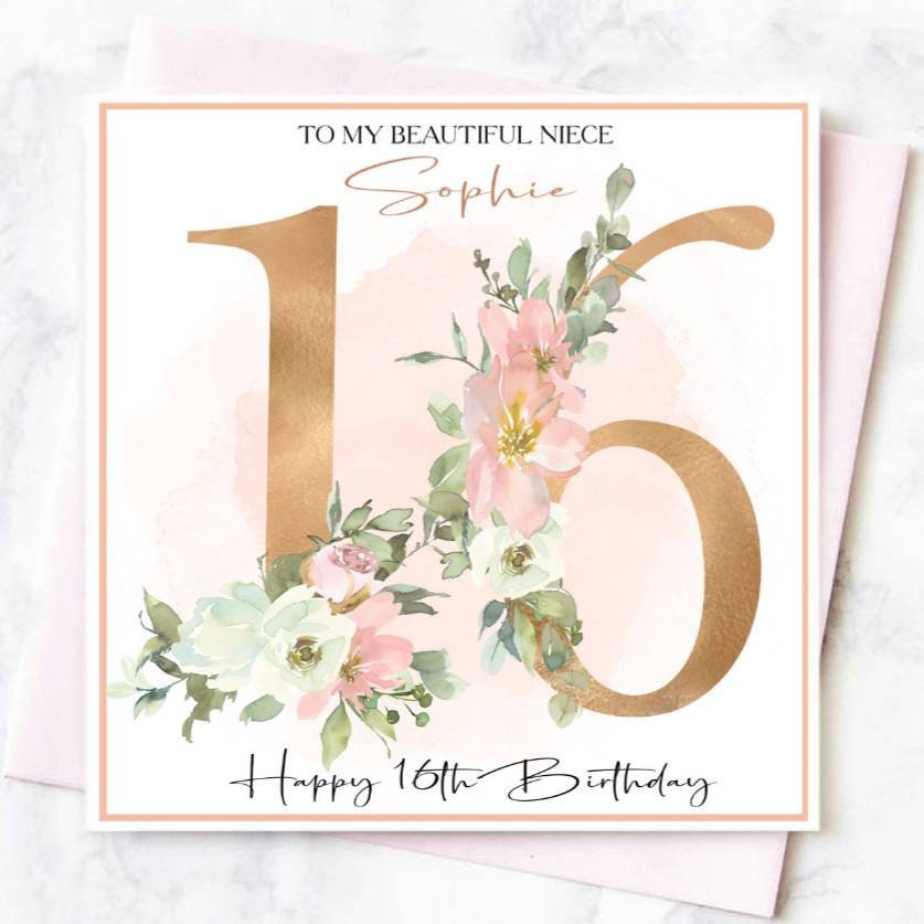 Personalised 16th birthday card, daughter 16th birthday, sweet 16th