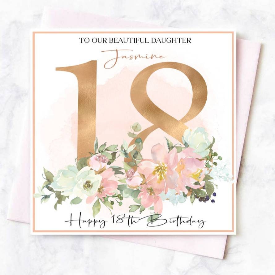 Personalised 21st birthday card, daughter 21st birthday, pretty 21st card