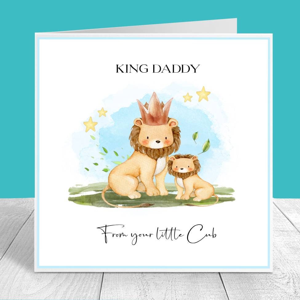 King lion and cub card, king Daddy card, Lion cub Father's day card,