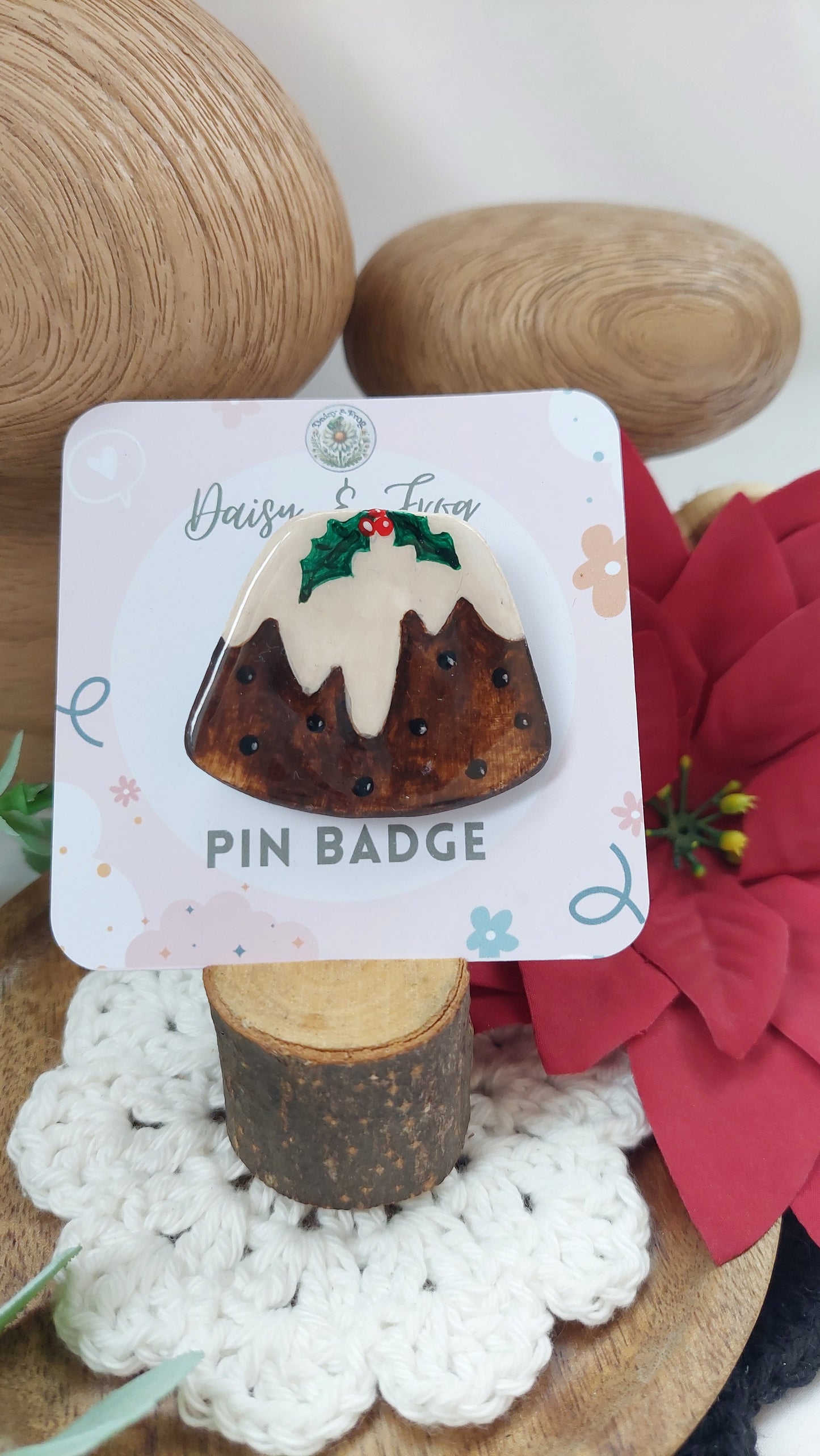 Christmas pudding pin badge