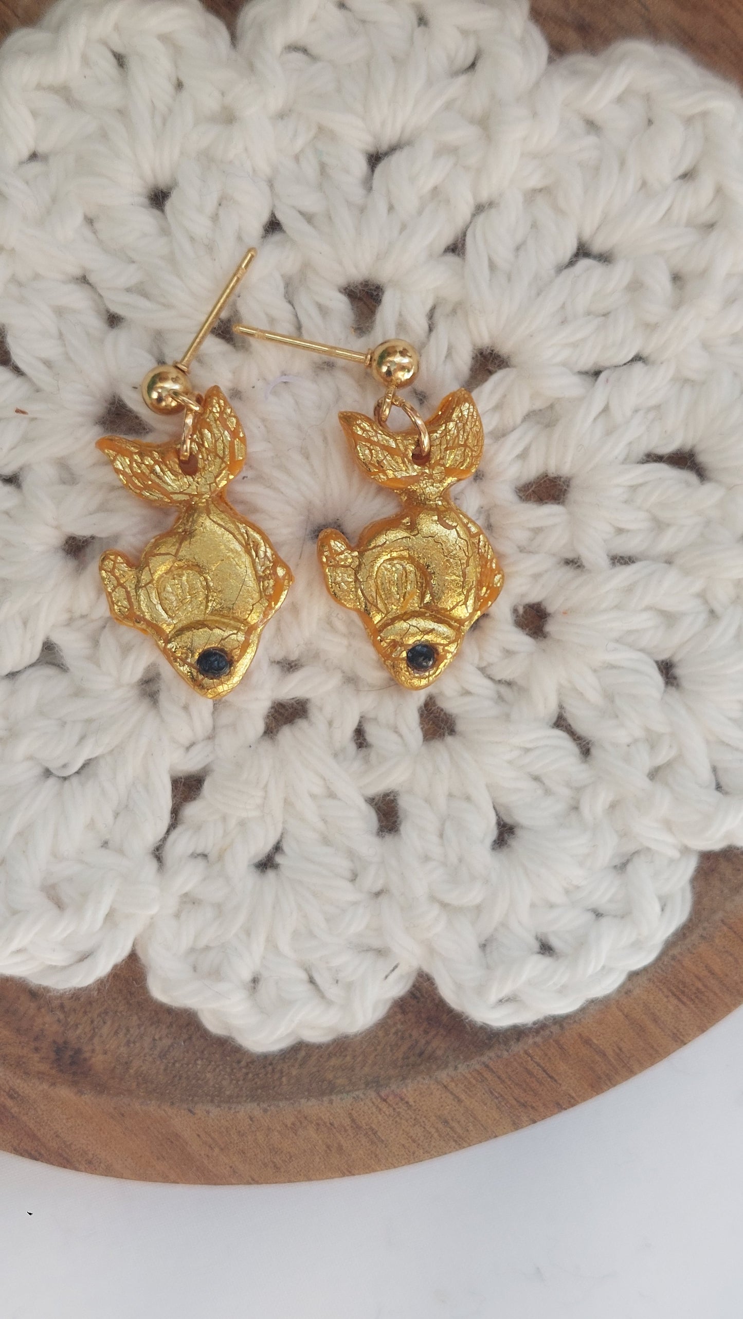 Goldfish dangle earrings