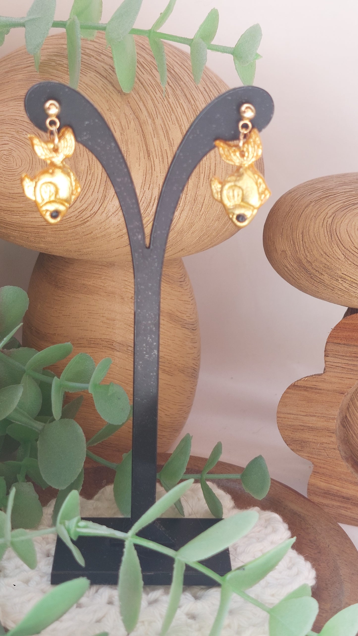Goldfish dangle earrings