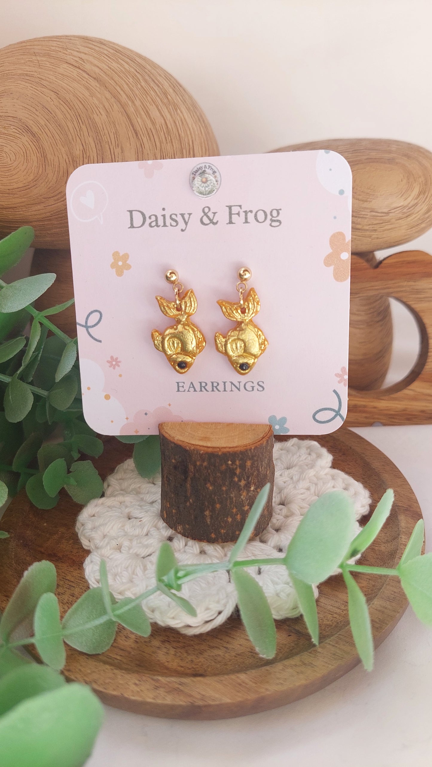 Goldfish dangle earrings