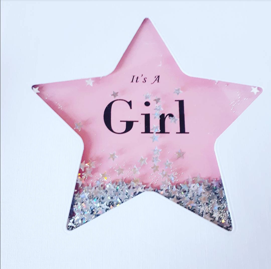 It's a girl card, Personalised new baby girl card
