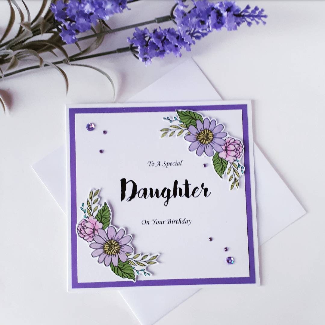 Daughter birthday card, birthday card for Daughter, special daughter on your birthday, purple floral birthday card