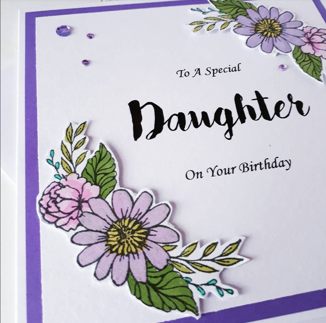 Daughter birthday card, birthday card for Daughter, special daughter on your birthday, purple floral birthday card