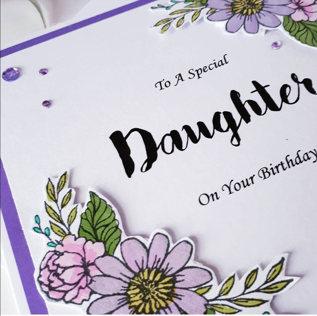 Daughter birthday card, birthday card for Daughter, special daughter on your birthday, purple floral birthday card