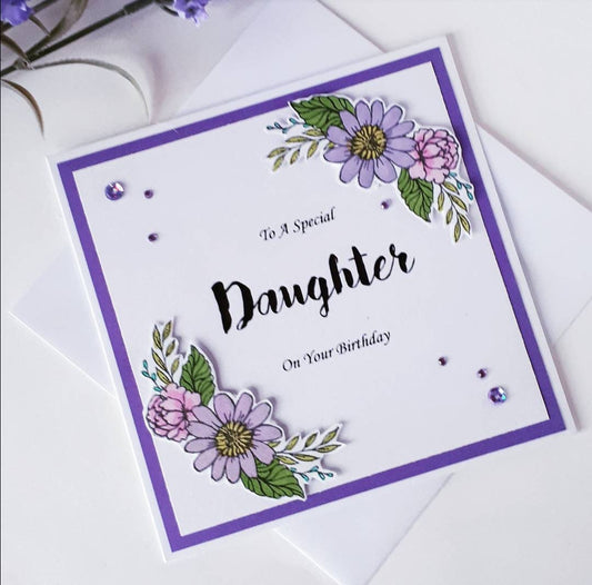 Daughter birthday card, birthday card for Daughter, special daughter on your birthday, purple floral birthday card