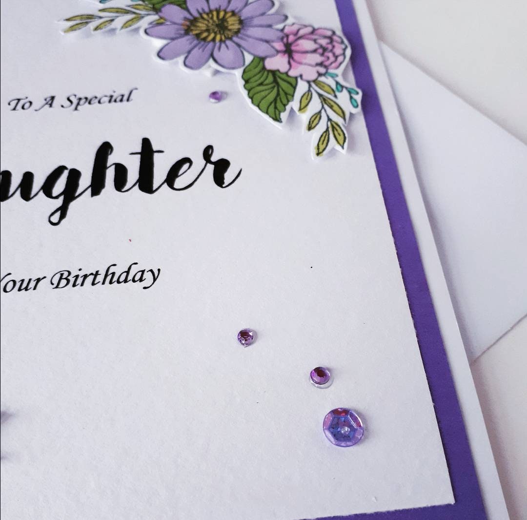 Daughter birthday card, birthday card for Daughter, special daughter on your birthday, purple floral birthday card
