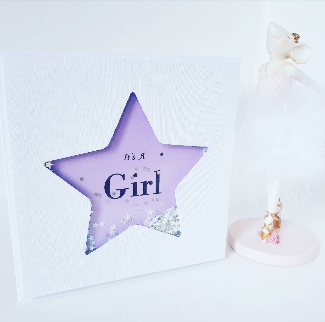 Personalised it's a girl new baby card,