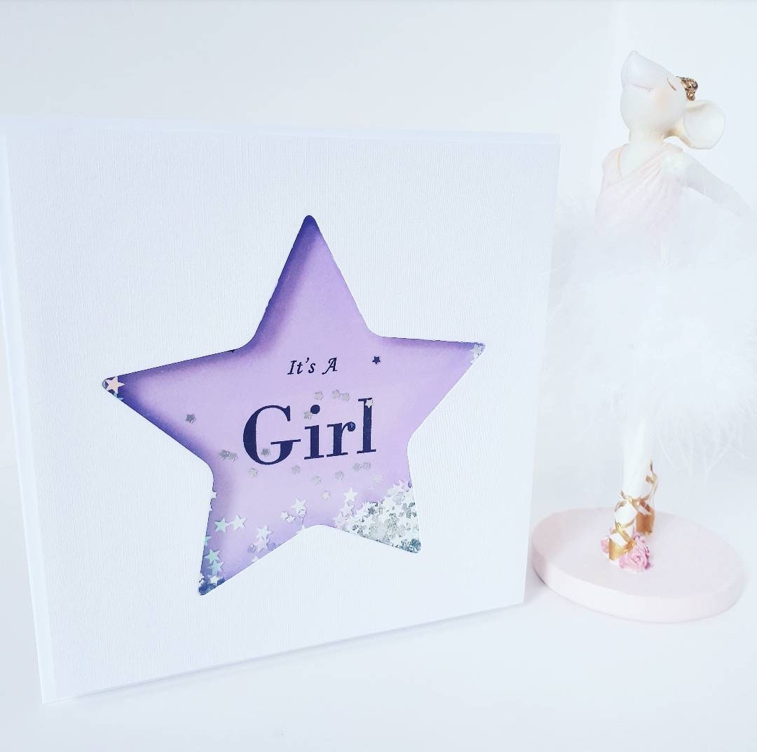 It's a girl card, Personalised new baby girl card
