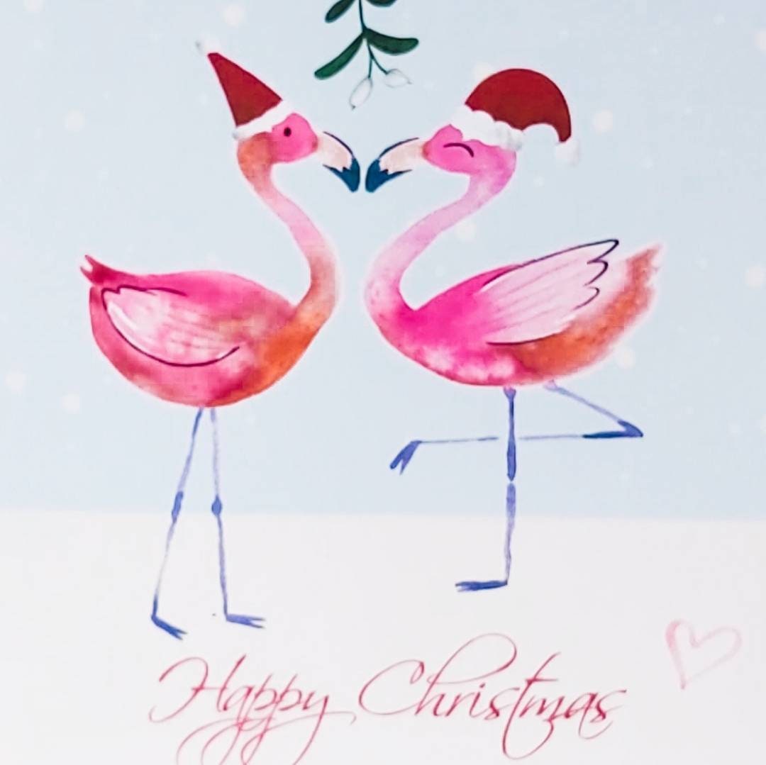 Tropical flamingo Christmas card