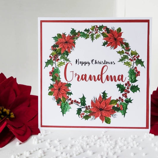 Grandma Christmas card,  Christmas card for grandma,  nana card for Christmas,  poinsettia card, nan Christmas card,