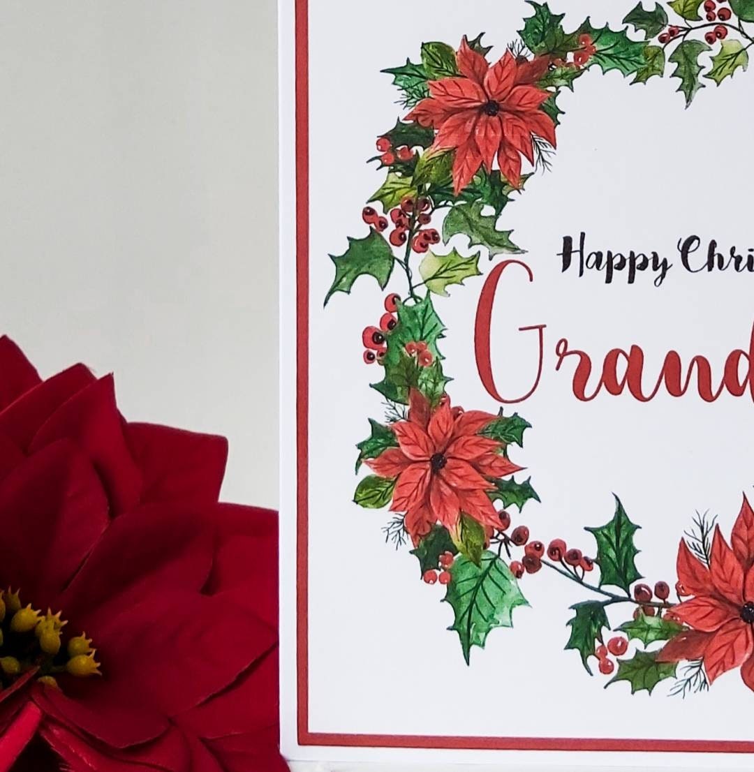 Grandma Christmas card,  Christmas card for grandma,  nana card for Christmas,  poinsettia card, nan Christmas card,