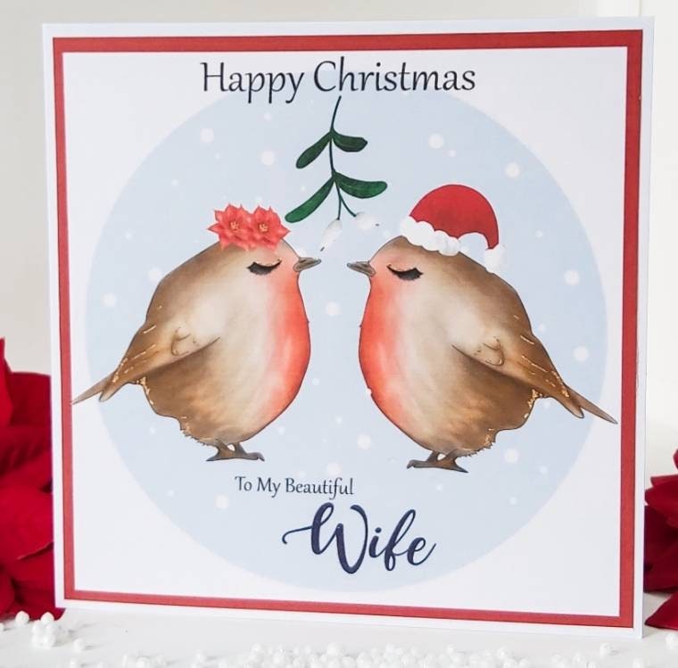 To my beautiful wife Robin Christmas card, Christmas card for wife - fiancee - girlfriend