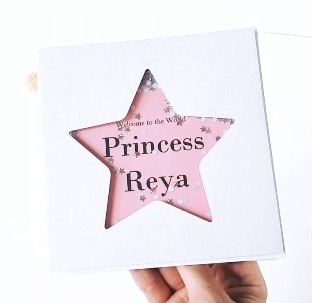Personalised it's a girl new baby card,