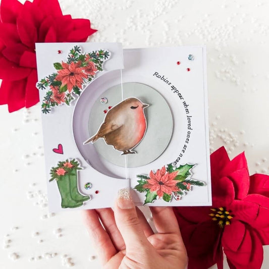 Robin Christmas card, robin gift lost loved one, cute robin card, Christmas card with robin, Robins appear when loved ones are near,