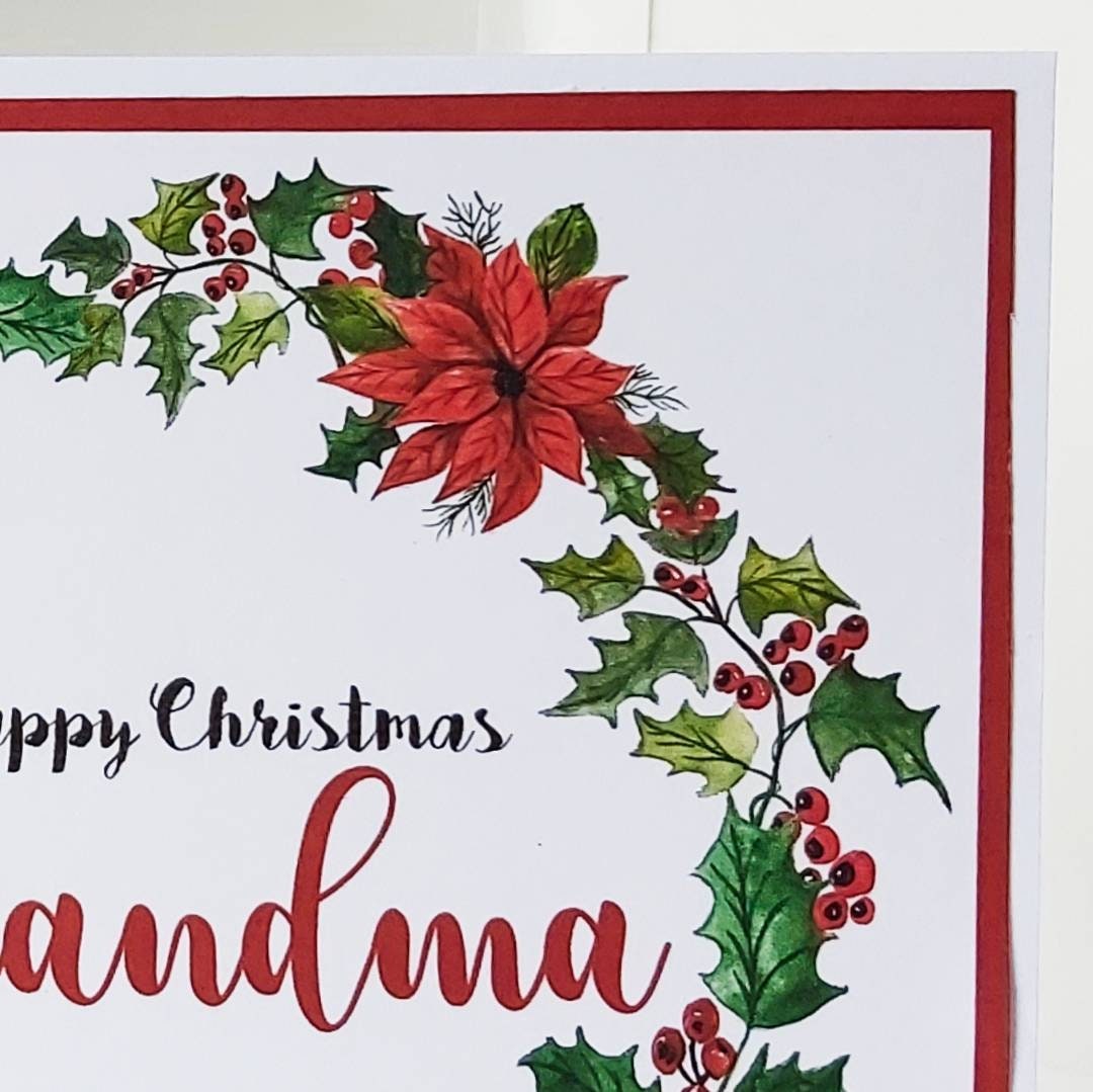 Grandma Christmas card,  Christmas card for grandma,  nana card for Christmas,  poinsettia card, nan Christmas card,