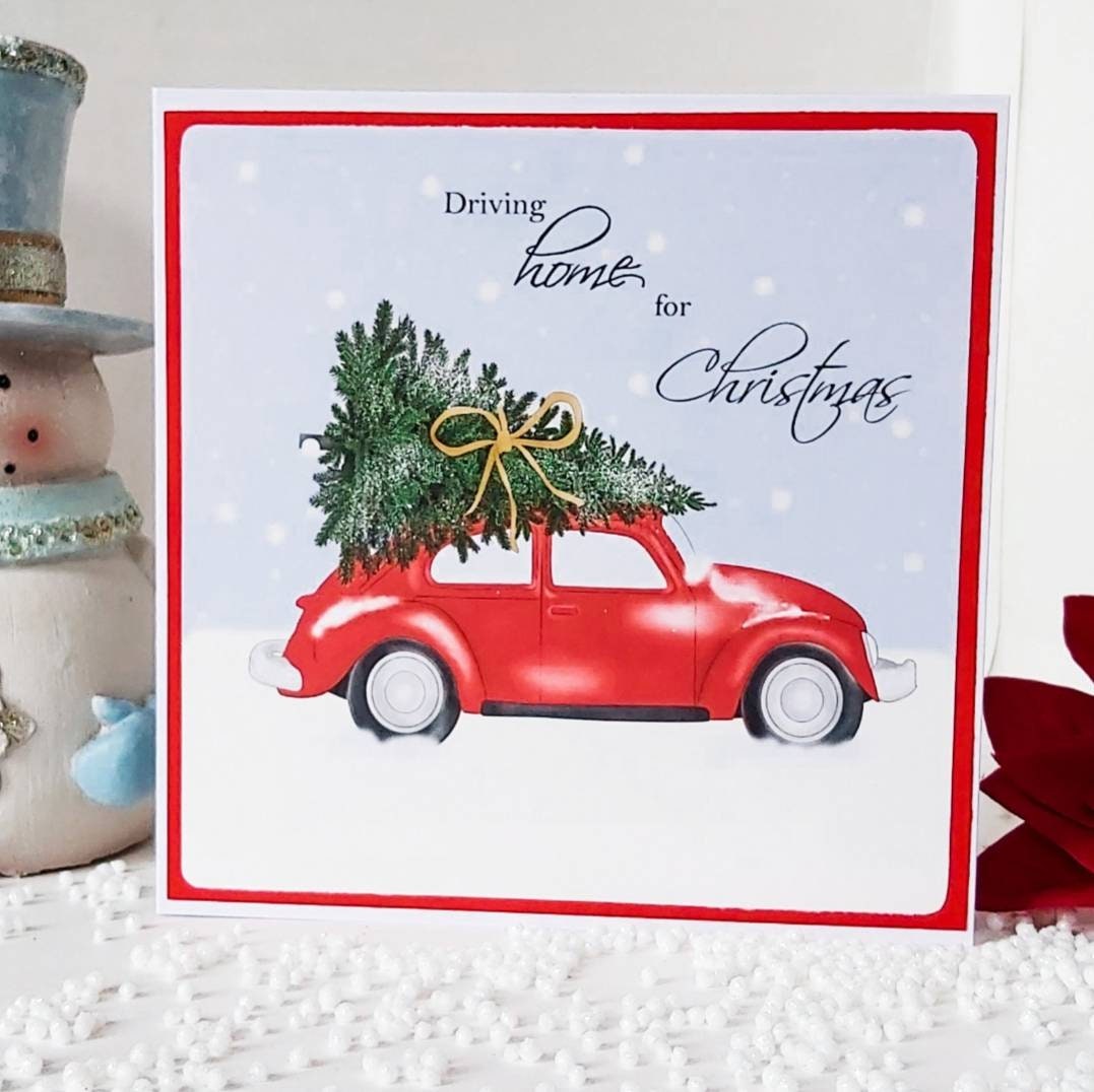 Driving home for Christmas card, personalised Christmas card