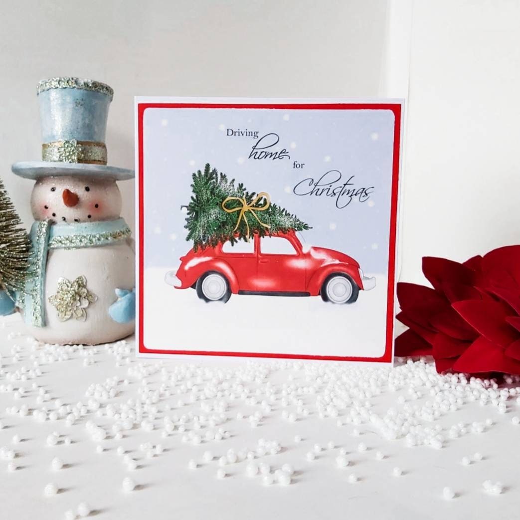 Driving home for Christmas card, personalised Christmas card