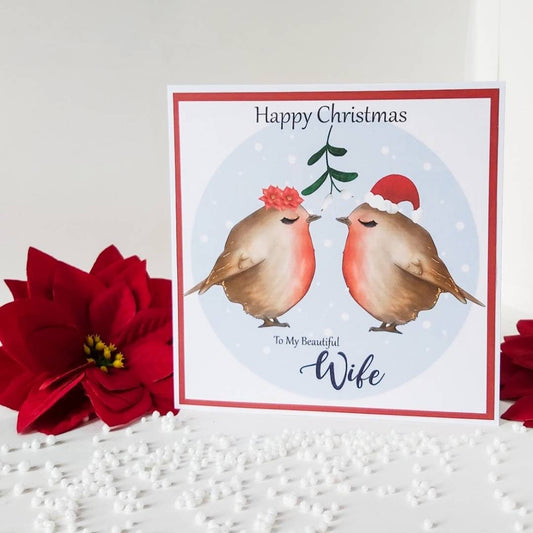 To my beautiful wife Robin Christmas card, Christmas card for wife - fiancee - girlfriend
