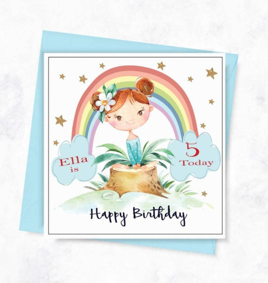 Personalised rainbow birthday age card