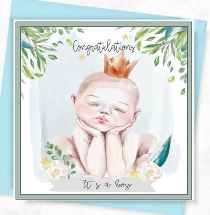 New baby boy card, it's a boy card, personalised baby card