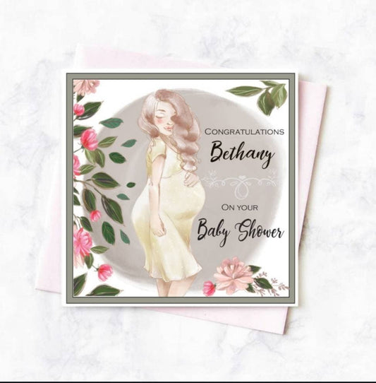 Personalised neutral baby shower card for mummy to be, pregnancy card for new mommy