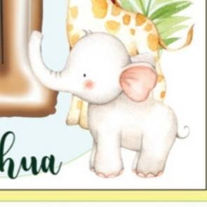 Personalised first birthday card, jungle safari animal age card