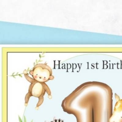 Personalised first birthday card, jungle safari animal age card