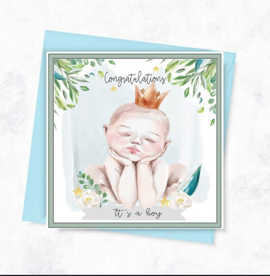 New baby boy card, it's a boy card, personalised baby card