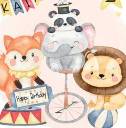 Personalised 1st birthday card, circus animal childrens age card