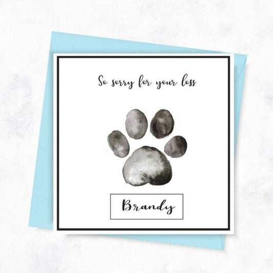 Personalised Pet loss sympathy card