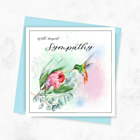 Hummingbird sympathy card, thinking of you card