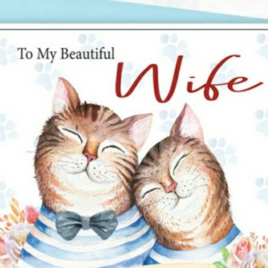Cat anniversary card for wife / fiancee/  girlfriend, cat birthday card.