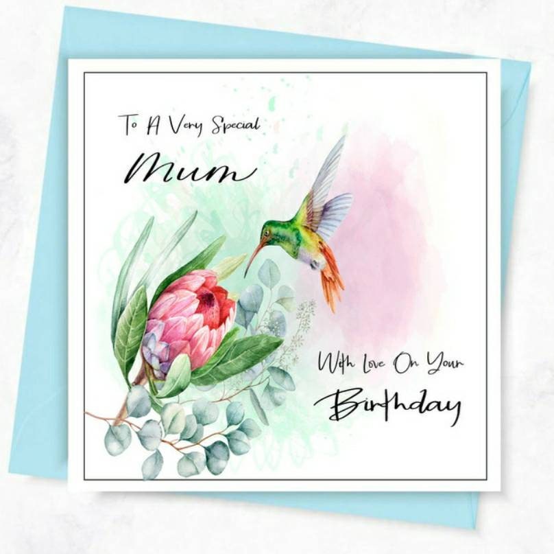 Personalised hummingbird birthday card
