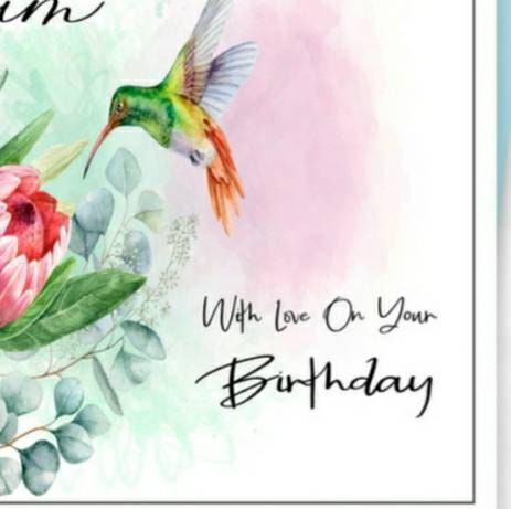 Personalised hummingbird birthday card