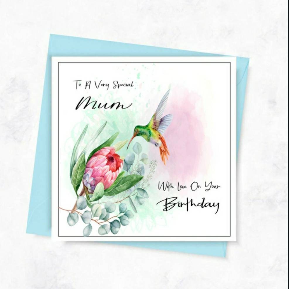 Personalised hummingbird birthday card