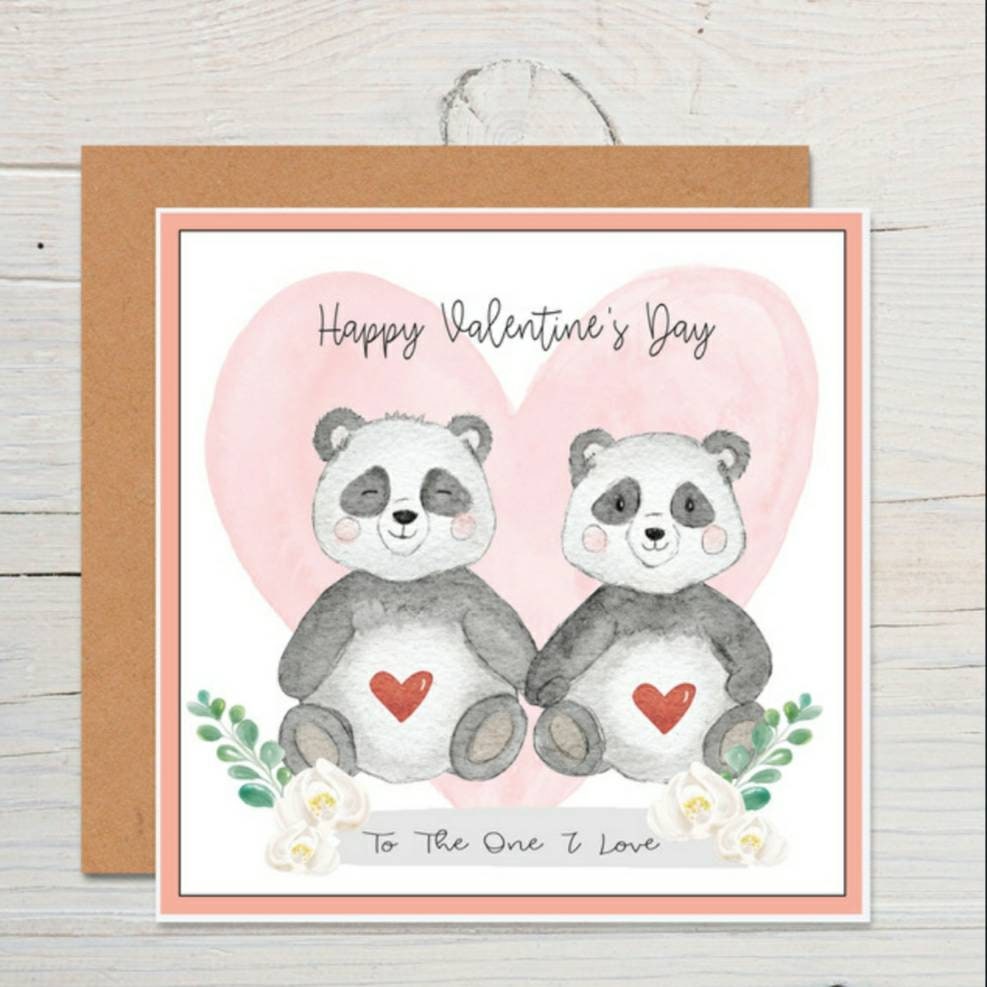 Panda love valentine card